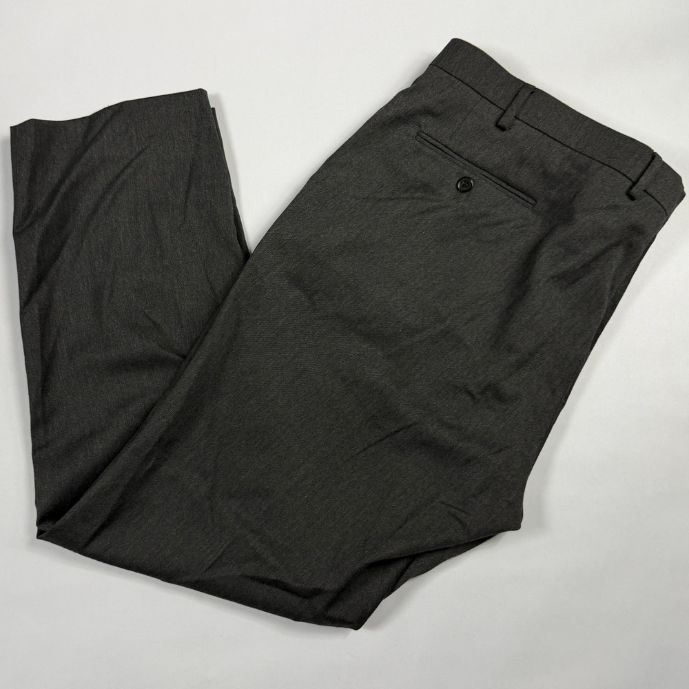 Ralph Lauren Mens Dress Pants 42x30 Charcoal Gray Flat Front Stretch